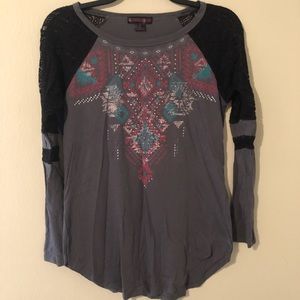 Rock and roll cowgirl long sleeve lace tee